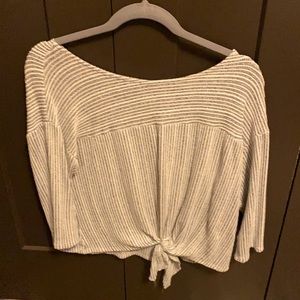 Cropped striped top with a tie on the bottom